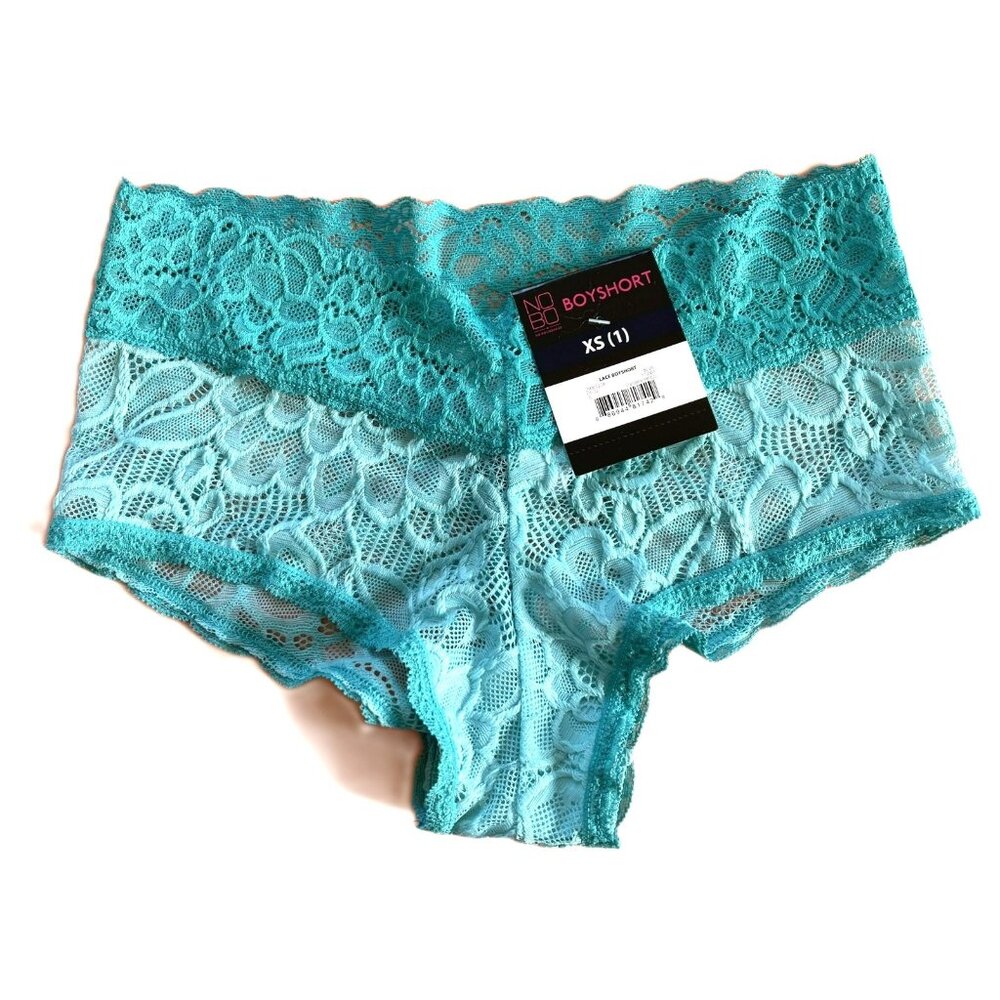 Leaf Lace Boy Shorts Panty No Boundaries Size XS (1) Blue W233D